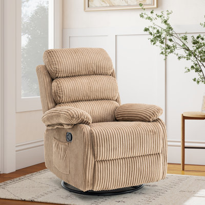 38"w Multi-scene Corduroy Swivel Glider Recliner, Manual Lounge Chair With Footrest, Multiple Color Options