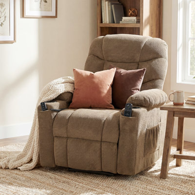 Fauteuil inclinable électrique avec massage Power Lift brun