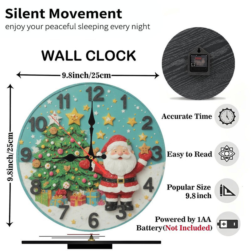 Noël-Père Noël-Cadeaux-Horloge-Cadran