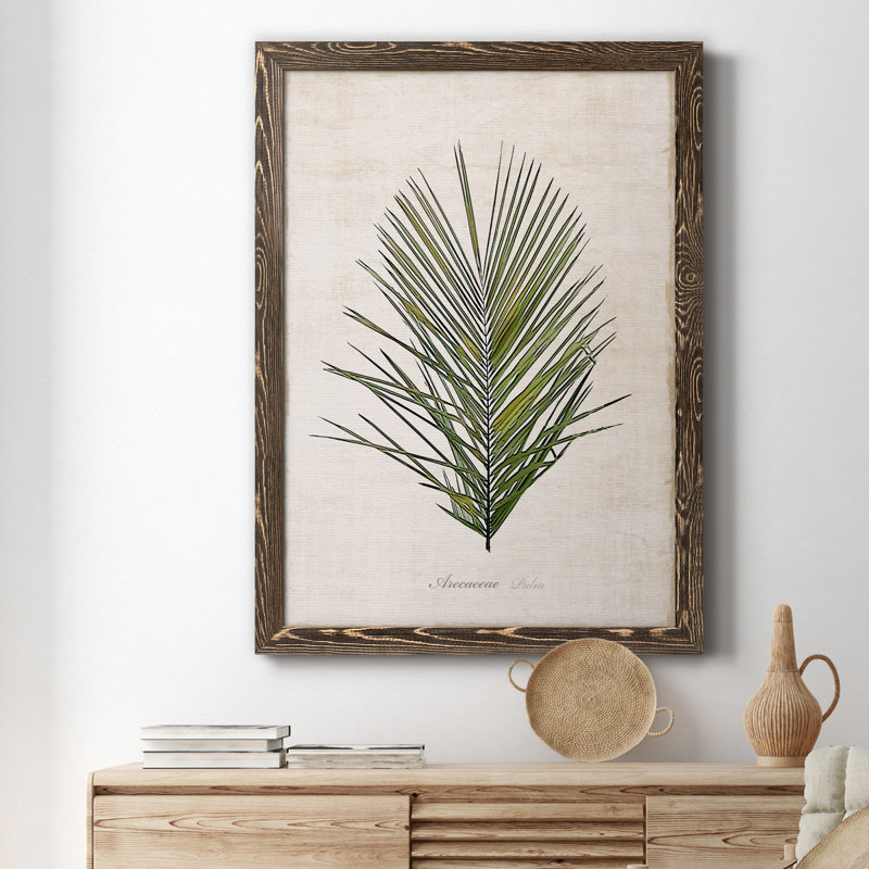 " Palm Botanical I " Painting Print, 24" H x 18" W x 1.5" D, Walnut