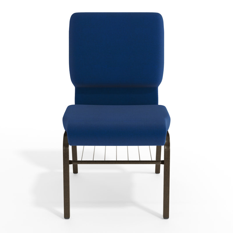 Chaise d'église en tissu 18,5 po avec bibliothèque Rayleigh, Bleu marine