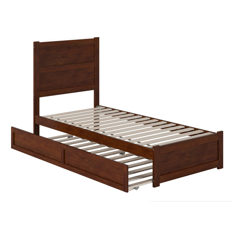 Ivor Solid Wood Trundle Bed, Walnut, Twin XL