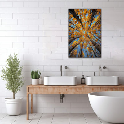 Grand Abisali Autumn Golden Leaves Forest, impressions sur toile, peinture, œuvre d'art murale pour le salon, chambre à coucher, bureau, décoration, prêt à accrocher, affiche, photo 36 po x 48 po