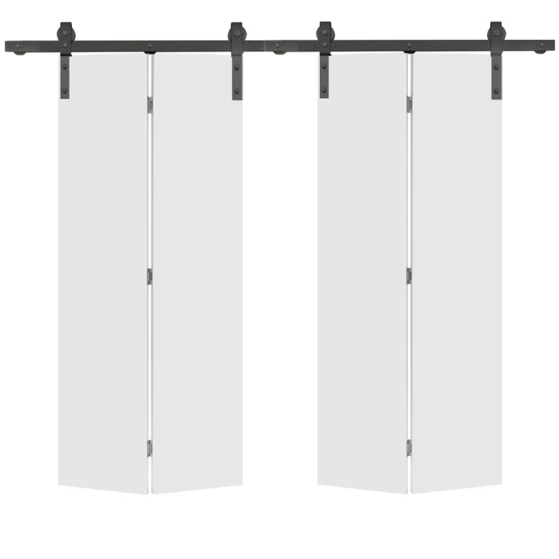 Porte de grange encastrée 48 "x 80", Blanc apprêté