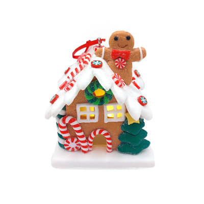 Christmas Ornament - Gingerbread Snow House with.  Festive Decoration F07-N2-18-EE403B