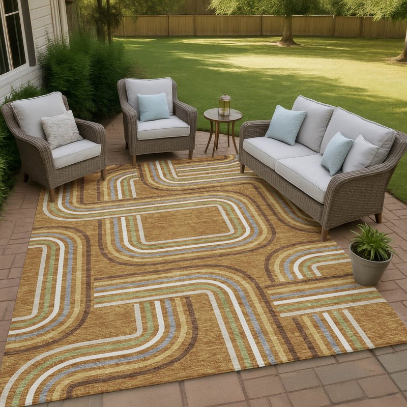 Machine Washable Indoor/Outdoor Chantille ACN2535 Geometric Rug, Paprika, Rectangle 9' x 12'