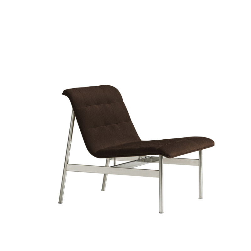 Lounge Chair, Elan Buckskin, Polished Stainless Steel