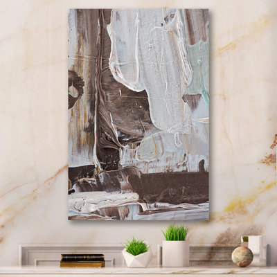 Beige brun coups de pinceau - reproduction sur toile