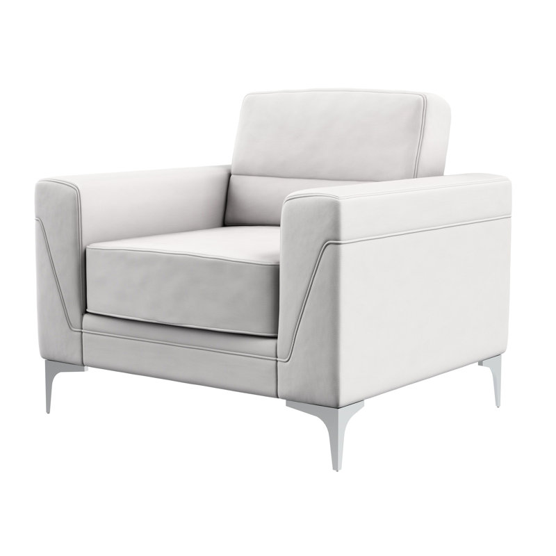 Chaise rembourrée grise avec accoudoirs de 24 po à hauteur des accoudoirs carrés et du revêtement, l 34,37 po x P 41,39 po