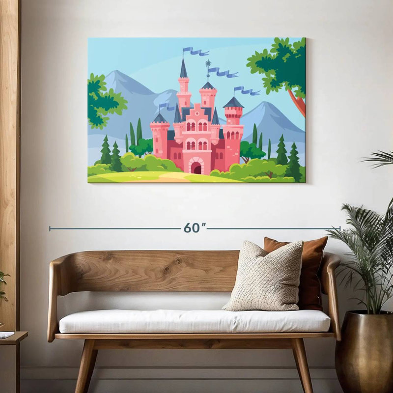 Château de conte de fées rose, H 30 po x l 45 po