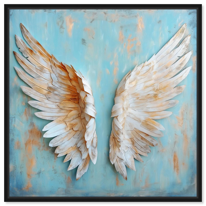 «Weathered Wings I» par Art Remedy, Cadre flottant noir, H 25 po x l 25 po x P 1,8 po