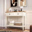 Console de style campagnard avec 2 tiroirs et tablette inférieure pour le vestibule, table d'appoint rustique avec rangement pour le salon, couloir (blanc antique)