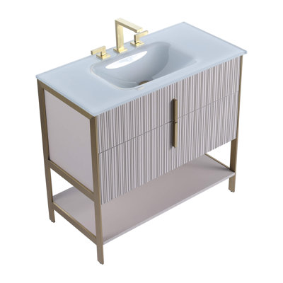 Meuble-lavabo simple avec plateau en verre Millisa