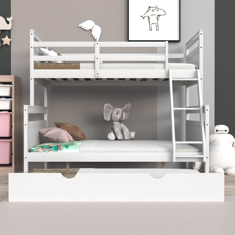 Falzetta Kids Twin Over Full Bunk Bed with Trundle, White