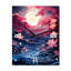 Horloge murale lys abstrait rose sous une lune brillante-99639718