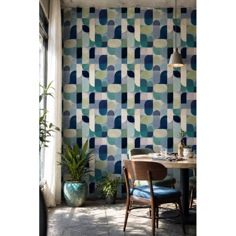 Papier peint moderne Mid Century, Peler et coller