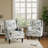 Duward Plants Blue Floral Upholstered Wingback Accent Chair with Nailhead Trim-2107358655