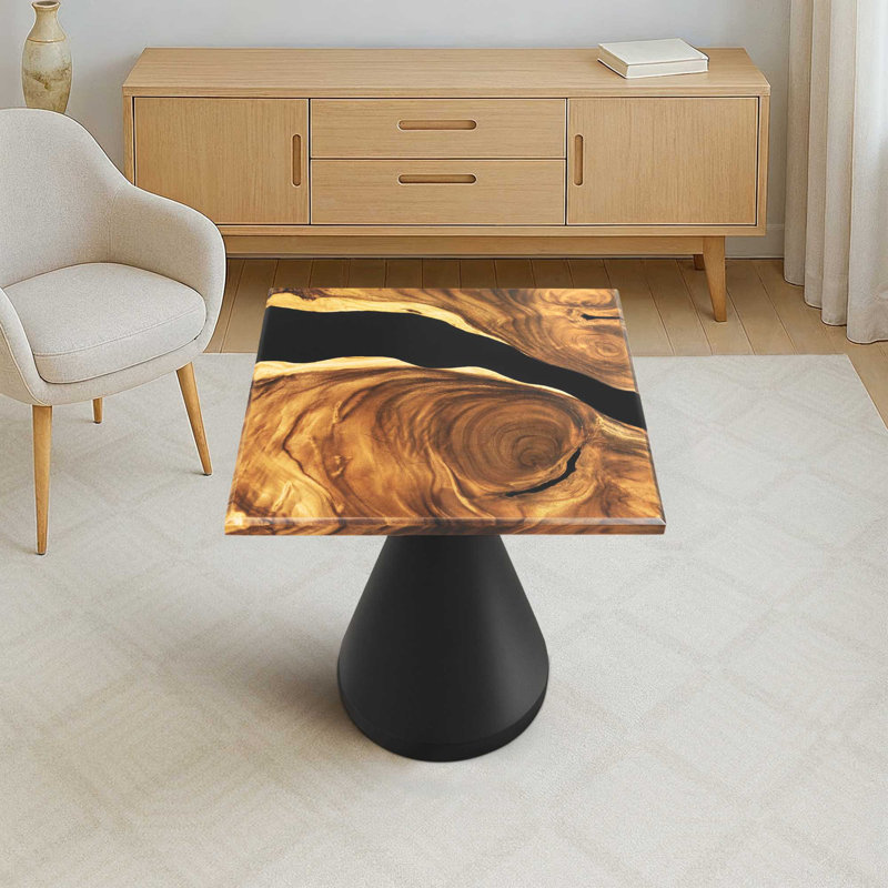 Square Wood Epoxy Table Top 19" Diameter, 19" L x 19" W x 1.7" H