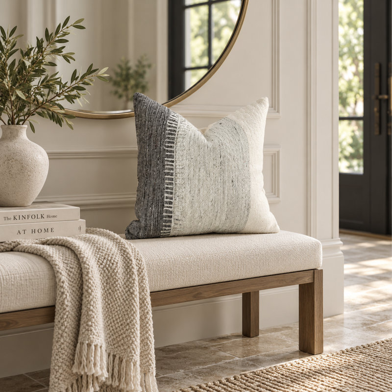 Housse de coussin en laine et en coton, H 20 po x l 20 po, 2 pièces