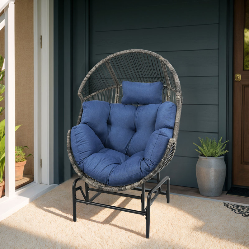 Fauteuil à œufs en osier Baja avec coussin et base coulissante, Noir, noir, noir, noir, Île Seymour Nord, Galapagos