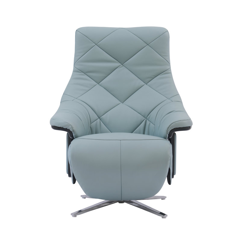 Ammelie Upholstered Swivel Recliner, Baby Blue Leather Match