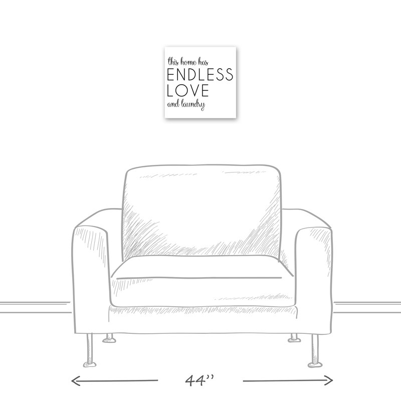 «Endless Love and Laundry», reproduction d'art textuel sur toile, H 12 po x l 12 po