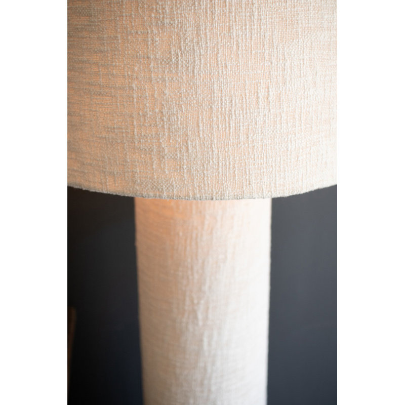  White Boucle Floor Lamp with Matching Shade Decorative Handcrafted Accent Lighting for Bedroom Living Room White Finish