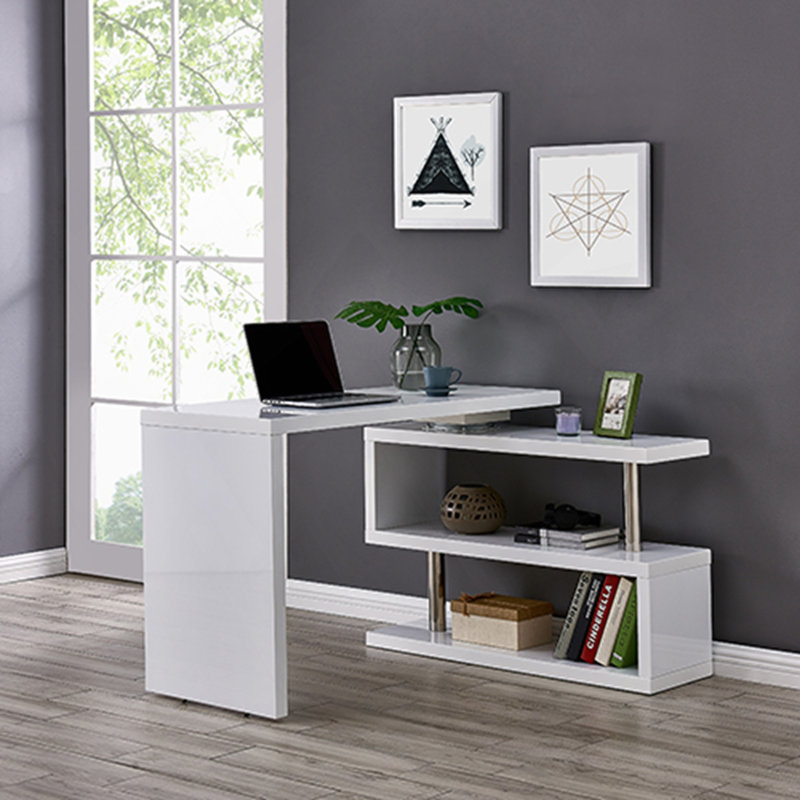 Bureau en coin multifonctionnel avec tablettes