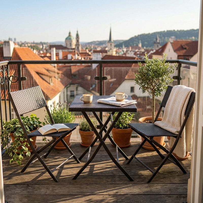 2 - Person Patio Dining Set with Square Table, Brown