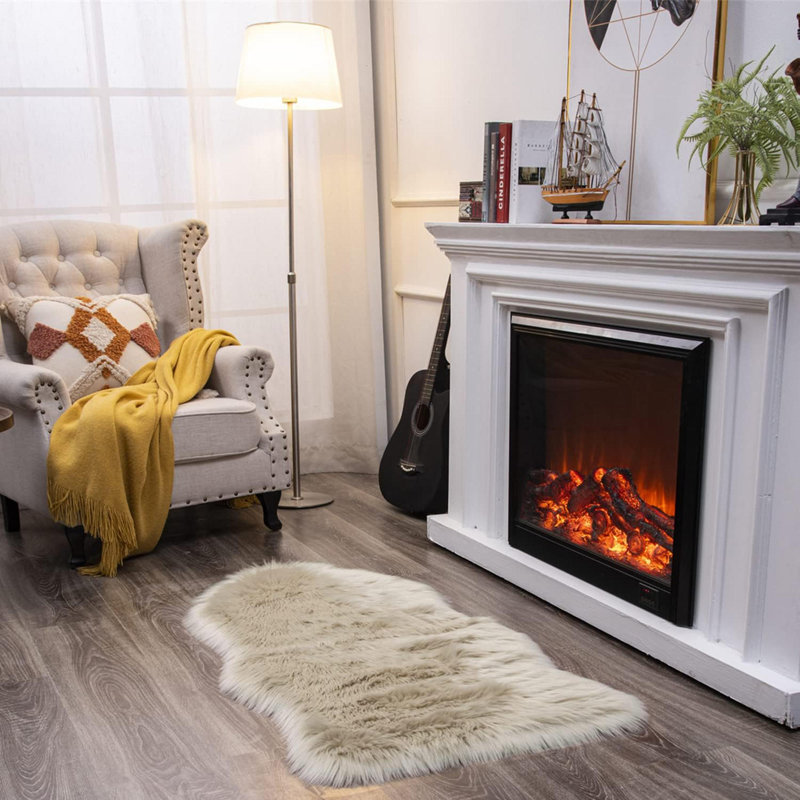 Soft Fluffy Faux Fur Sheepskin Rug 2X4 Ft Beige - Shaggy Area Rug For Bedroom Sofa Living Room, Fuzzy Chair Cover Seat Pad