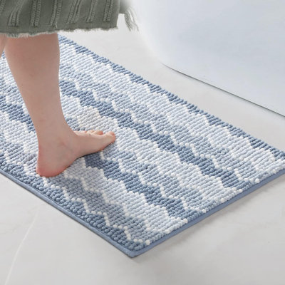 Tapis moelleux antidérapant en chenille de salle de bain Hayzley