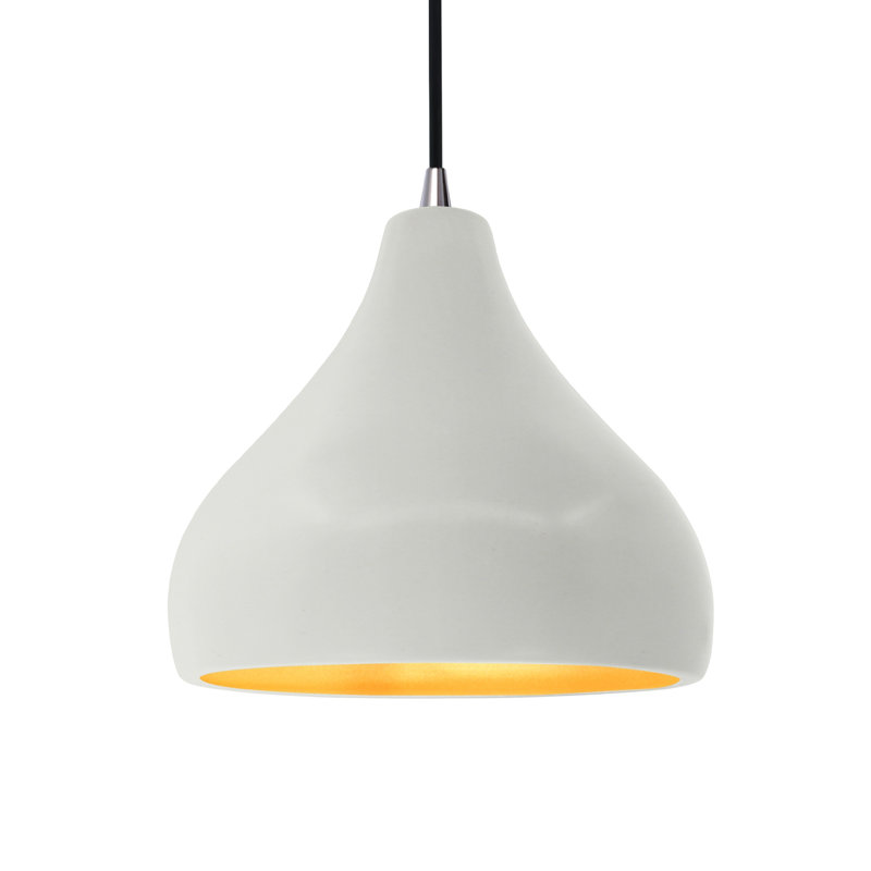 Luminaire suspendu à 1 lumière Meydan, Blanc mat / or champagne / noir nickel, H 8 po x l 11,5 po x P 11,5 po, DEL (intégrée)