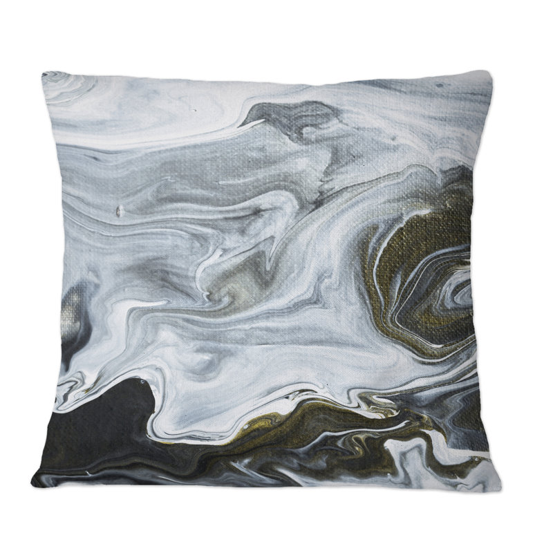Art abstrait liquide noir et blanc - impression moderne, 16 po x 16 po