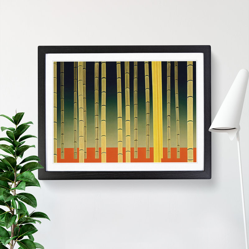 Overwhelming Abstract Bamboo Forest - Single Picture Frame Print, Black, 46cm H x 64cm W x 2cm D