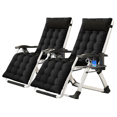 Chaise Zero Gravity, chaise longue inclinable réglable avec coussin amovible, appui-tête, porte-gobelet pour l'intérieur et l'extérieur, supporte plus de 440 lb