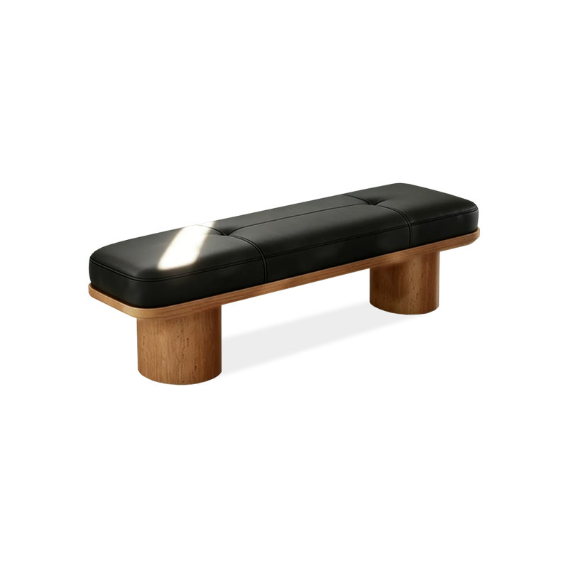 Banc rembourré noir, 15.75" H x 47.24" W x 13.78" D