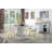 Izekiel Pedestal Dining Table,Dining room table,Kitchen table with Stainless Trim Base-1335873660