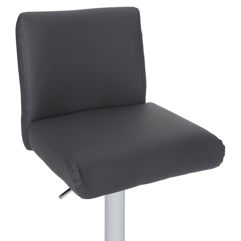 Snella Swivel Upholstered Adjustable Height Bar Stool, Charcoal