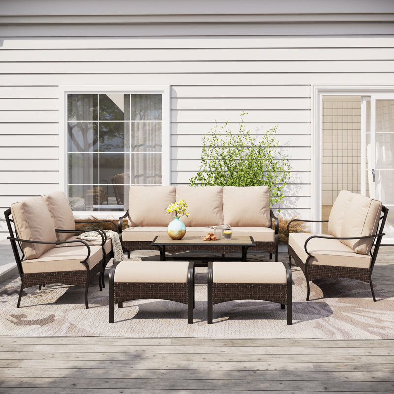 Arwand 7-Person Outdoor Conversation Set with Loveseat, Yes
