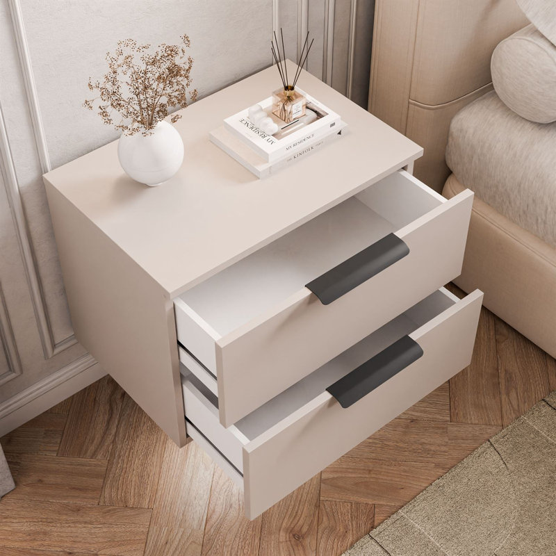 55cm W Bedside Table, Cashmire/Black
