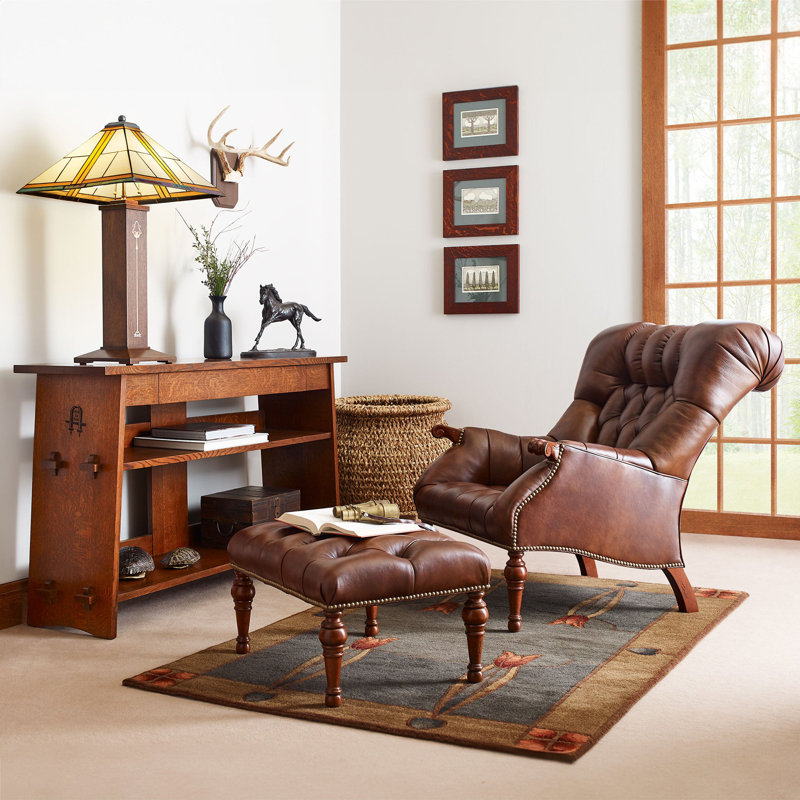 Leopold Wingback Chair, Windsor, Rialto Pecan Genuine Leather