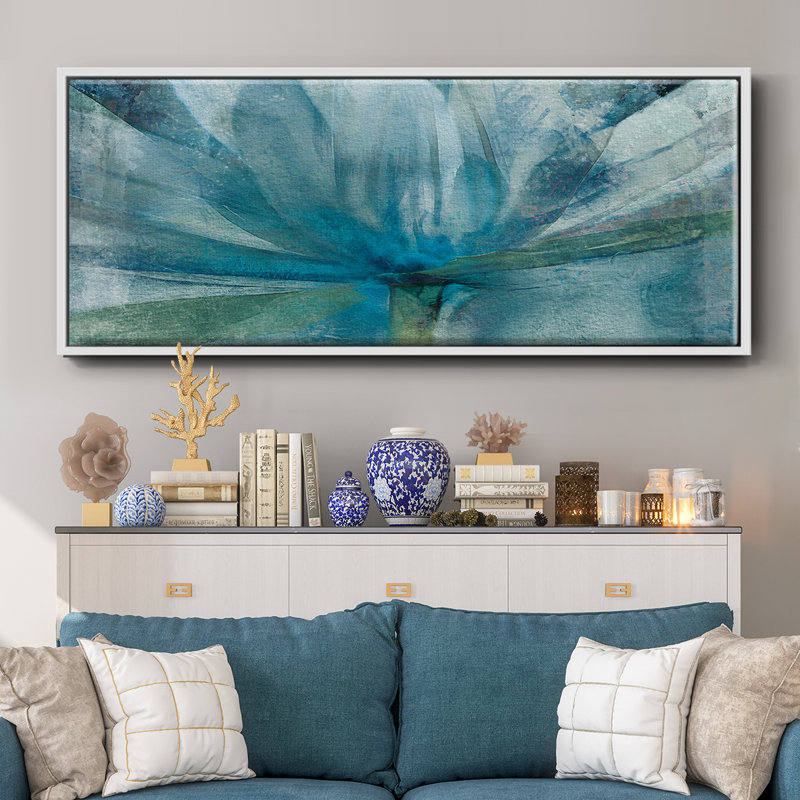 Blue Awakening- Framed Canvas, 20" H x 50" W