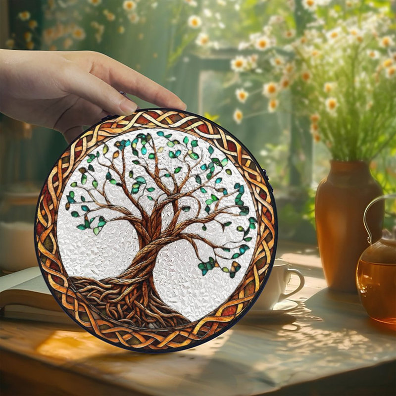 Vitrail pour fenêtre Celtic Tree Of Life, 3.5x3.5in(9x9cm)