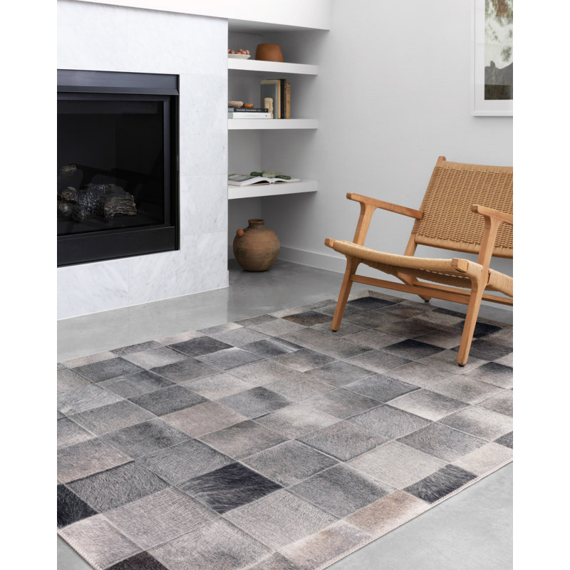 Tapis gris à motif géométrique Rogers, Rectangle 3 pi 6 po x 5 pi 6 po