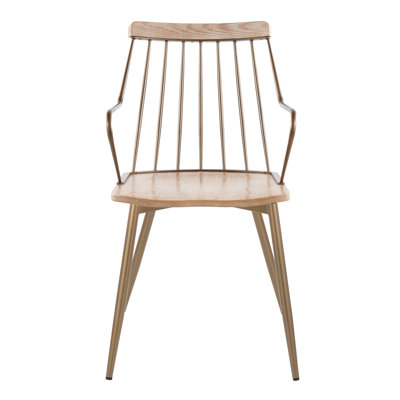Chair In Antique Copper Metal And Whitewashed Wood