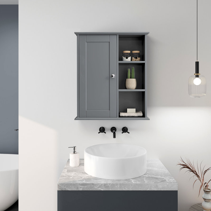 Dayonte Wall Bathroom Cabinet Over The Toilet Storage, Gray