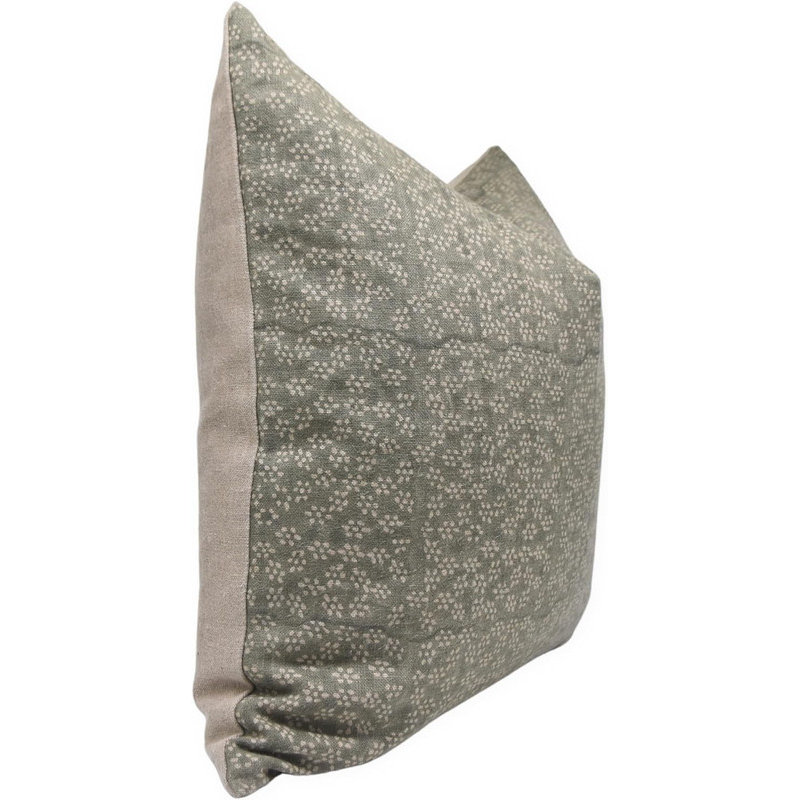 Block Print Throw Pillow Cover OLALGRNTLSquare, 16" x 16"