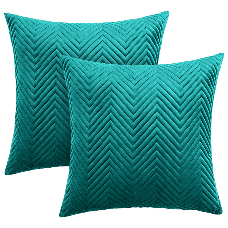 Aspire Homeware Embossed Square Velvet Cushion Cover, Emerald, Pack of 2