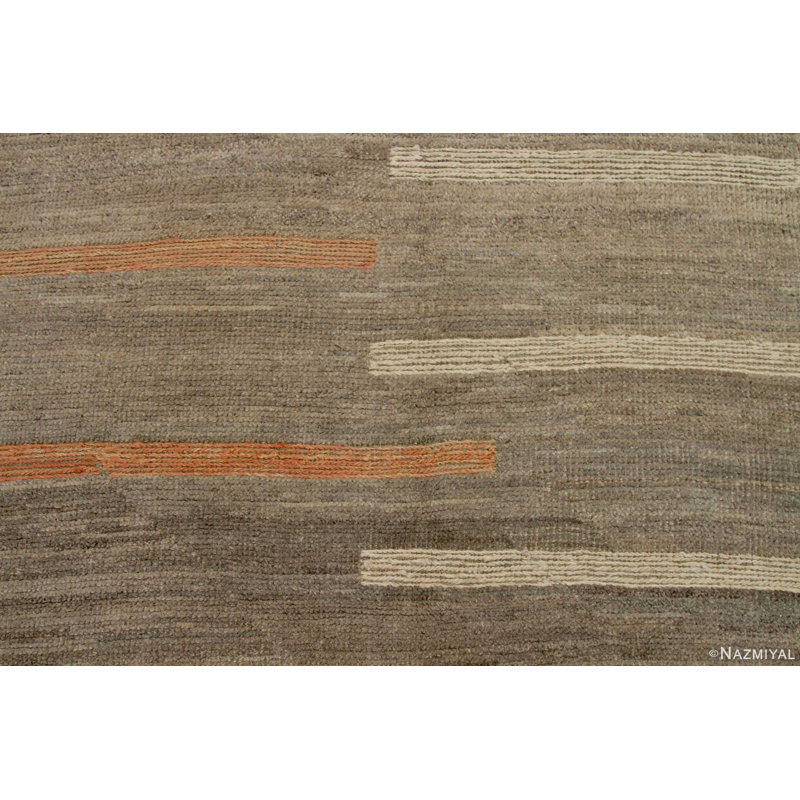 Modern Distressed One-of-a-Kind Rectangle 9'10" x 14'1" New Age Rectangle Wool Area Rug in Brown
