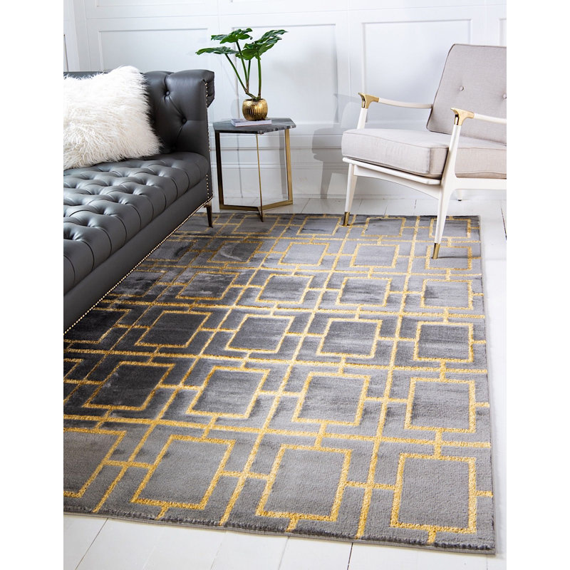 Tapis à motif géométrique gris Corando, Rectangle 5 pi x 8 pi